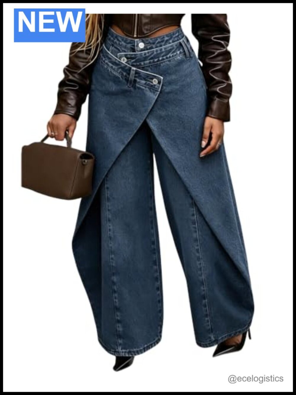 High Waisted Baggy Patchwork Wide Leg Jeans